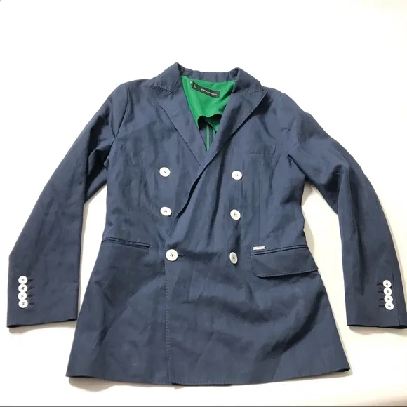 Dsquared2 Men's Double Breasted Blazer Sport Coat US 38 IT 48 Firenze Navy